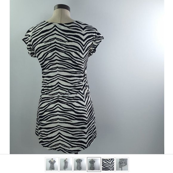 Candy Couture Women size Small Asymmetrical Blouse Zebra Pattern High Low Hem - Picture 4 of 8